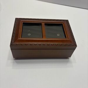 Sankyo Wood Rope Trim Jewelry Picture Music Box Plays Thats What Friends Are For